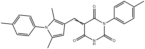 5-{[2,5-dimethyl-1-(4-methylphenyl)-1H-pyrrol-3-yl]methylene}-1-(4-methylphenyl)-2,4,6(1H,3H,5H)-pyrimidinetrione 结构式