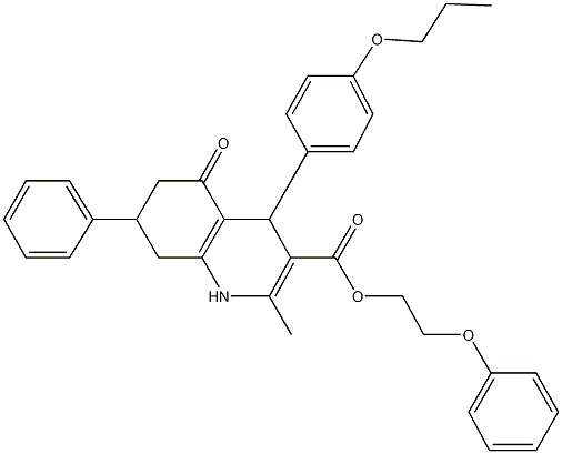 2-phenoxyethyl 2-methyl-5-oxo-7-phenyl-4-(4-propoxyphenyl)-1,4,5,6,7,8-hexahydro-3-quinolinecarboxylate 结构式