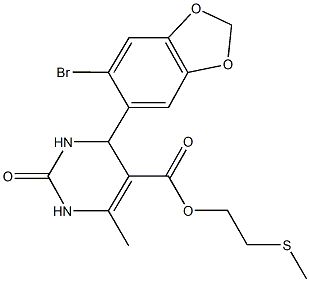 2-(methylsulfanyl)ethyl 4-(6-bromo-1,3-benzodioxol-5-yl)-6-methyl-2-oxo-1,2,3,4-tetrahydro-5-pyrimidinecarboxylate 结构式