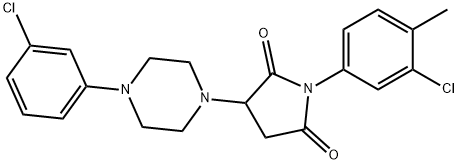 1-(3-chloro-4-methylphenyl)-3-[4-(3-chlorophenyl)-1-piperazinyl]-2,5-pyrrolidinedione 结构式