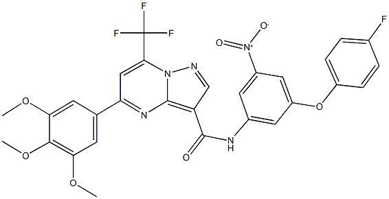 N-{3-(4-fluorophenoxy)-5-nitrophenyl}-7-(trifluoromethyl)-5-(3,4,5-trimethoxyphenyl)pyrazolo[1,5-a]pyrimidine-3-carboxamide 结构式
