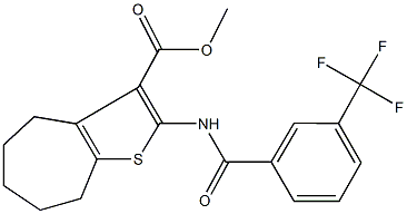 methyl 2-{[3-(trifluoromethyl)benzoyl]amino}-5,6,7,8-tetrahydro-4H-cyclohepta[b]thiophene-3-carboxylate 结构式