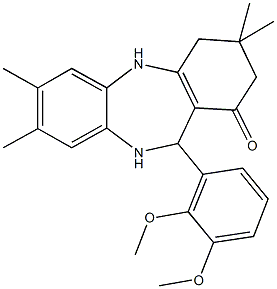 11-(2,3-dimethoxyphenyl)-3,3,7,8-tetramethyl-2,3,4,5,10,11-hexahydro-1H-dibenzo[b,e][1,4]diazepin-1-one 结构式