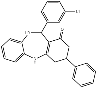11-(3-chlorophenyl)-3-phenyl-2,3,4,5,10,11-hexahydro-1H-dibenzo[b,e][1,4]diazepin-1-one 结构式