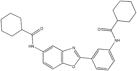 N-(2-{3-[(cyclohexylcarbonyl)amino]phenyl}-1,3-benzoxazol-5-yl)cyclohexanecarboxamide 结构式