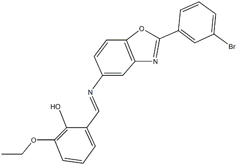 2-({[2-(3-bromophenyl)-1,3-benzoxazol-5-yl]imino}methyl)-6-ethoxyphenol 结构式