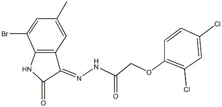 N'-(7-bromo-5-methyl-2-oxo-1,2-dihydro-3H-indol-3-ylidene)-2-(2,4-dichlorophenoxy)acetohydrazide 结构式