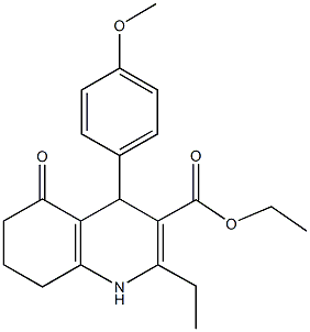 ethyl 2-ethyl-4-(4-methoxyphenyl)-5-oxo-1,4,5,6,7,8-hexahydro-3-quinolinecarboxylate 结构式