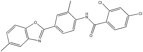 2,4-dichloro-N-[2-methyl-4-(5-methyl-1,3-benzoxazol-2-yl)phenyl]benzamide 结构式