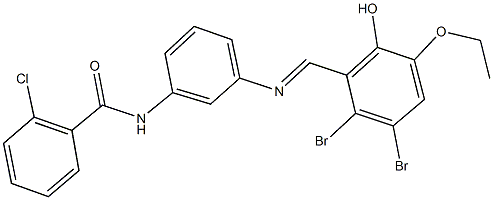 2-chloro-N-{3-[(2,3-dibromo-5-ethoxy-6-hydroxybenzylidene)amino]phenyl}benzamide 结构式