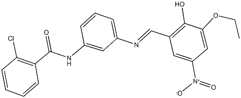 2-chloro-N-[3-({3-ethoxy-2-hydroxy-5-nitrobenzylidene}amino)phenyl]benzamide 结构式