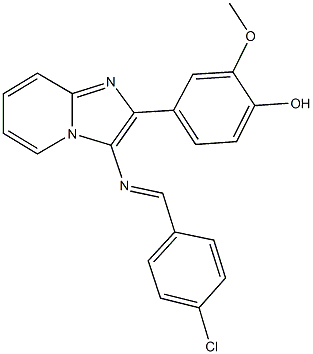 4-{3-[(4-chlorobenzylidene)amino]imidazo[1,2-a]pyridin-2-yl}-2-methoxyphenol 结构式