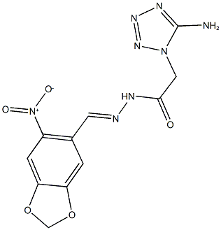 2-(5-amino-1H-tetraazol-1-yl)-N'-({6-nitro-1,3-benzodioxol-5-yl}methylene)acetohydrazide 结构式