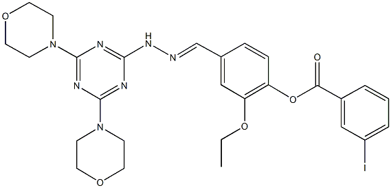 4-{2-[4,6-di(4-morpholinyl)-1,3,5-triazin-2-yl]carbohydrazonoyl}-2-ethoxyphenyl 3-iodobenzoate 结构式