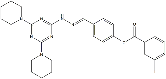4-{2-[4,6-di(1-piperidinyl)-1,3,5-triazin-2-yl]carbohydrazonoyl}phenyl 3-iodobenzoate 结构式
