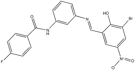 N-[3-({3-bromo-2-hydroxy-5-nitrobenzylidene}amino)phenyl]-4-fluorobenzamide 结构式