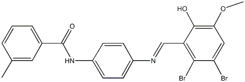 N-{4-[(2,3-dibromo-6-hydroxy-5-methoxybenzylidene)amino]phenyl}-3-methylbenzamide 结构式