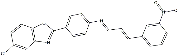 5-chloro-2-{4-[(3-{3-nitrophenyl}-2-propenylidene)amino]phenyl}-1,3-benzoxazole 结构式