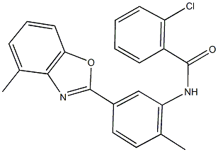 2-chloro-N-[2-methyl-5-(4-methyl-1,3-benzoxazol-2-yl)phenyl]benzamide 结构式