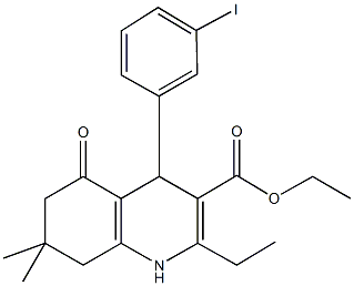 ethyl 2-ethyl-4-(3-iodophenyl)-7,7-dimethyl-5-oxo-1,4,5,6,7,8-hexahydroquinoline-3-carboxylate 结构式