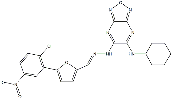 5-{2-chloro-5-nitrophenyl}-2-furaldehyde [6-(cyclohexylamino)[1,2,5]oxadiazolo[3,4-b]pyrazin-5-yl]hydrazone 结构式