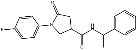1-(4-fluorophenyl)-5-oxo-N-(1-phenylethyl)-3-pyrrolidinecarboxamide 结构式