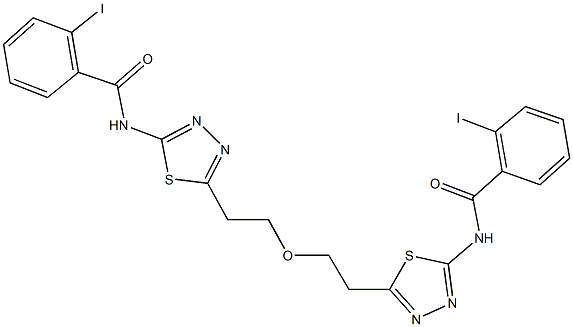 2-iodo-N-{5-[2-(2-{5-[(2-iodobenzoyl)amino]-1,3,4-thiadiazol-2-yl}ethoxy)ethyl]-1,3,4-thiadiazol-2-yl}benzamide 结构式