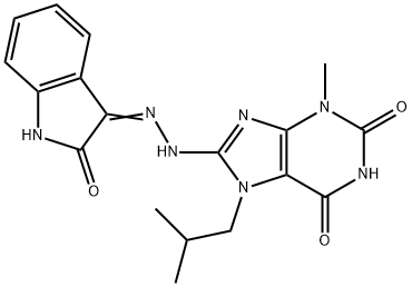 7-isobutyl-3-methyl-8-[2-(2-oxo-1,2-dihydro-3H-indol-3-ylidene)hydrazino]-3,7-dihydro-1H-purine-2,6-dione 结构式