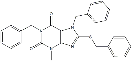 1,7-dibenzyl-8-(benzylsulfanyl)-3-methyl-3,7-dihydro-1H-purine-2,6-dione 结构式