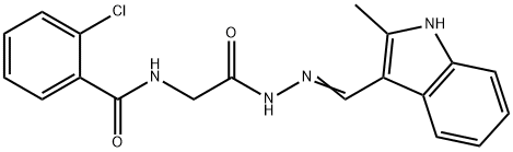 2-chloro-N-(2-{2-[(2-methyl-1H-indol-3-yl)methylene]hydrazino}-2-oxoethyl)benzamide 结构式