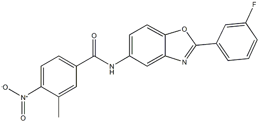 N-[2-(3-fluorophenyl)-1,3-benzoxazol-5-yl]-4-nitro-3-methylbenzamide 结构式