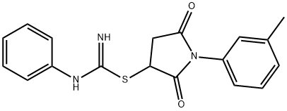 1-(3-methylphenyl)-2,5-dioxo-3-pyrrolidinyl N'-phenylimidothiocarbamate 结构式