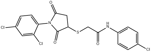 N-(4-chlorophenyl)-2-{[1-(2,4-dichlorophenyl)-2,5-dioxopyrrolidin-3-yl]sulfanyl}acetamide 结构式