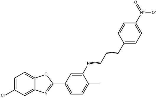 5-chloro-2-{3-[(3-{4-nitrophenyl}-2-propenylidene)amino]-4-methylphenyl}-1,3-benzoxazole 结构式
