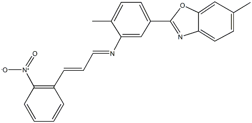 2-{3-[(3-{2-nitrophenyl}-2-propenylidene)amino]-4-methylphenyl}-6-methyl-1,3-benzoxazole 结构式