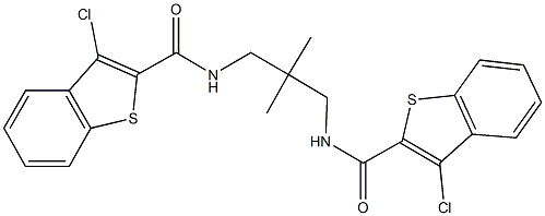 3-chloro-N-(3-{[(3-chloro-1-benzothien-2-yl)carbonyl]amino}-2,2-dimethylpropyl)-1-benzothiophene-2-carboxamide 结构式