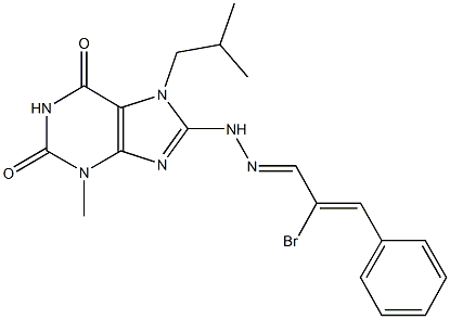 2-bromo-3-phenylacrylaldehyde (7-isobutyl-3-methyl-2,6-dioxo-2,3,6,7-tetrahydro-1H-purin-8-yl)hydrazone 结构式