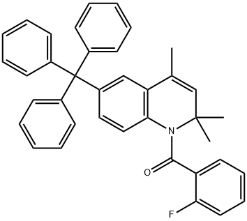 1-(2-fluorobenzoyl)-2,2,4-trimethyl-6-trityl-1,2-dihydroquinoline 结构式