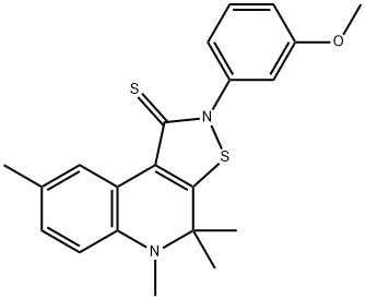 2-(3-methoxyphenyl)-4,4,5,8-tetramethyl-4,5-dihydroisothiazolo[5,4-c]quinoline-1(2H)-thione 结构式