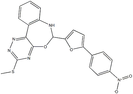 6-(5-{4-nitrophenyl}-2-furyl)-3-(methylsulfanyl)-6,7-dihydro[1,2,4]triazino[5,6-d][3,1]benzoxazepine 结构式
