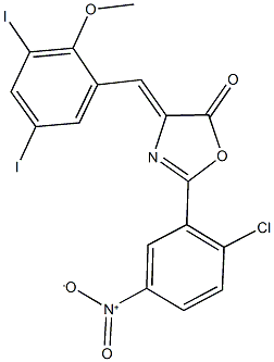 2-{2-chloro-5-nitrophenyl}-4-(3,5-diiodo-2-methoxybenzylidene)-1,3-oxazol-5(4H)-one 结构式