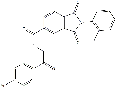 2-(4-bromophenyl)-2-oxoethyl 2-(2-methylphenyl)-1,3-dioxo-2,3-dihydro-1H-isoindole-5-carboxylate 结构式