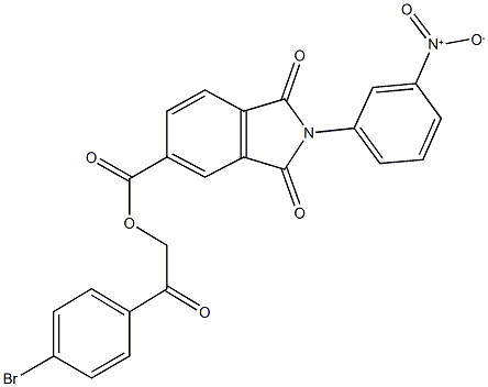 2-(4-bromophenyl)-2-oxoethyl 2-{3-nitrophenyl}-1,3-dioxoisoindoline-5-carboxylate 结构式