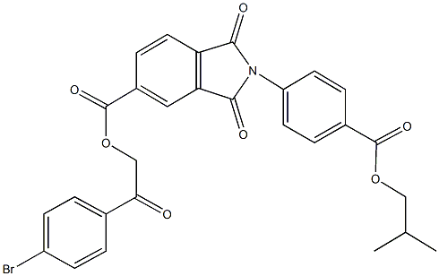 2-(4-bromophenyl)-2-oxoethyl 2-[4-(isobutoxycarbonyl)phenyl]-1,3-dioxoisoindoline-5-carboxylate 结构式