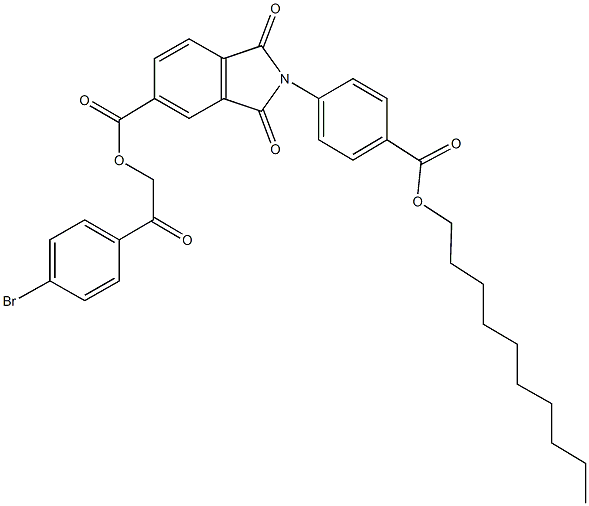2-(4-bromophenyl)-2-oxoethyl 2-{4-[(decyloxy)carbonyl]phenyl}-1,3-dioxoisoindoline-5-carboxylate 结构式