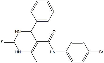 N-(4-bromophenyl)-6-methyl-4-phenyl-2-thioxo-1,2,3,4-tetrahydropyrimidine-5-carboxamide 结构式