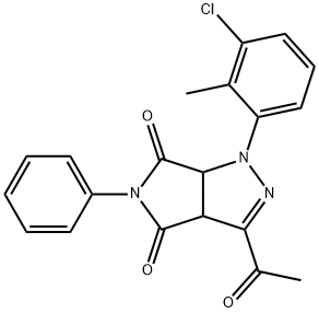 3-acetyl-1-(3-chloro-2-methylphenyl)-5-phenyl-3a,6a-dihydropyrrolo[3,4-c]pyrazole-4,6(1H,5H)-dione 结构式