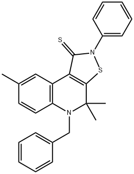 5-benzyl-4,4,8-trimethyl-2-phenyl-4,5-dihydroisothiazolo[5,4-c]quinoline-1(2H)-thione 结构式