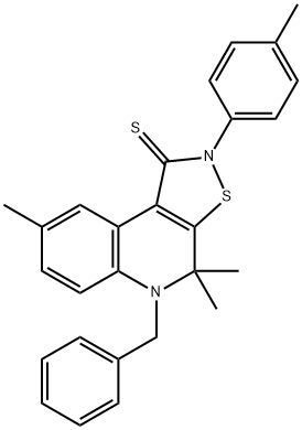 5-benzyl-4,4,8-trimethyl-2-(4-methylphenyl)-4,5-dihydroisothiazolo[5,4-c]quinoline-1(2H)-thione 结构式