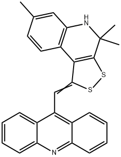 9-[(4,4,7-trimethyl-4,5-dihydro-1H-[1,2]dithiolo[3,4-c]quinolin-1-ylidene)methyl]acridine 结构式